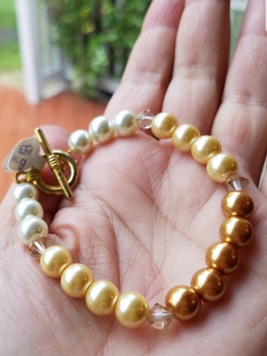 Swarovski Jewelry - Swarovski Elements Metallic Bronze Faux Pearl Bracelet Handmade NWT